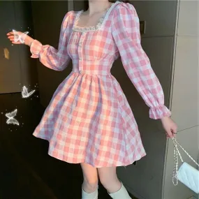 Picnic Day  Dress Kawaii Academia Y2K Cottagecore Coquette Fairycore Dollette Princesscore