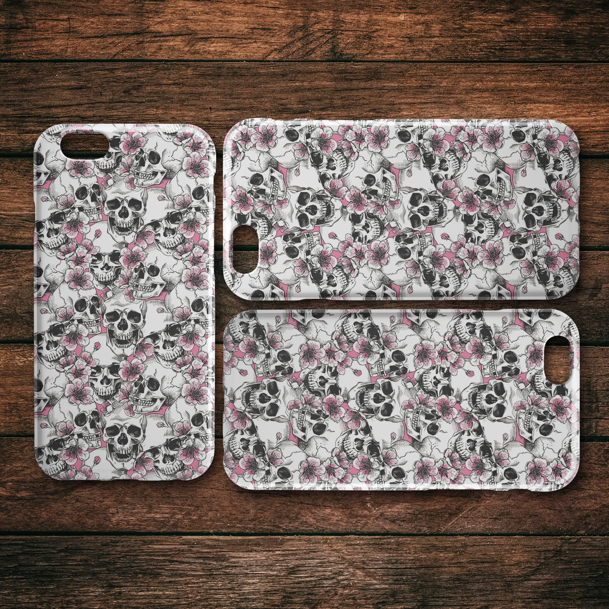 Pink Floral Skulls iPhone Case