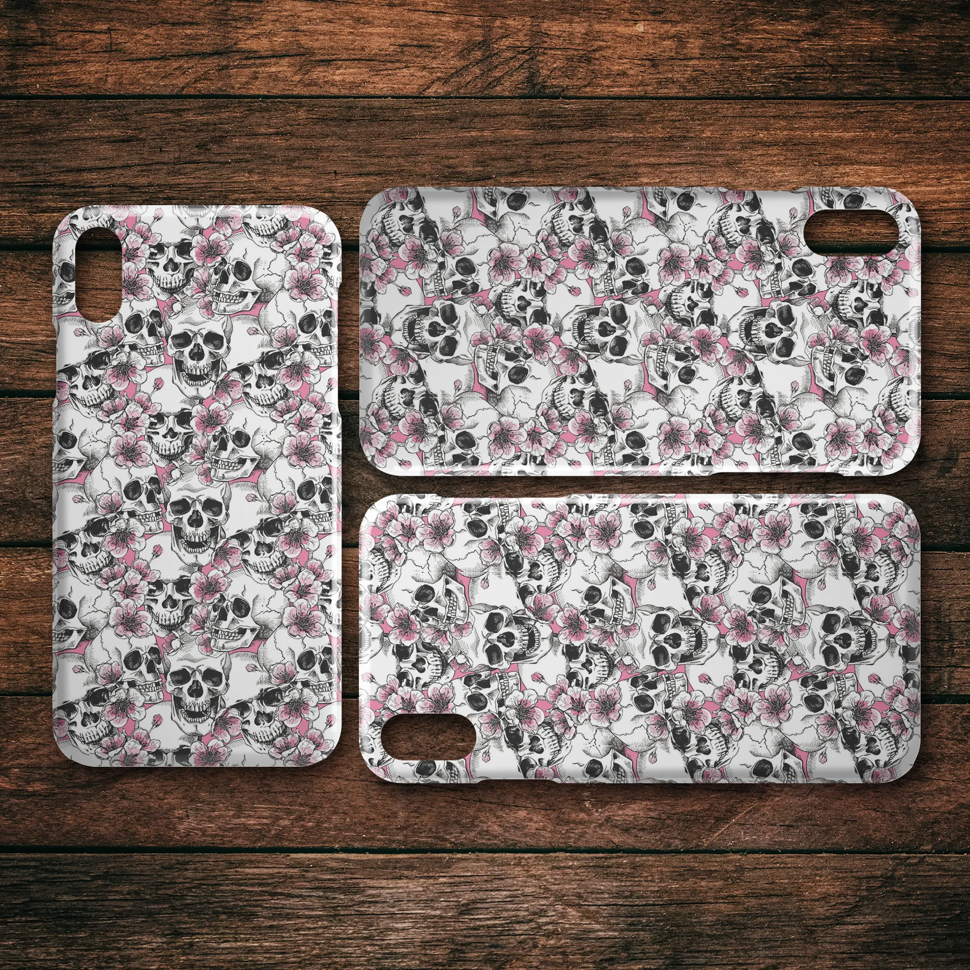Pink Floral Skulls iPhone Case