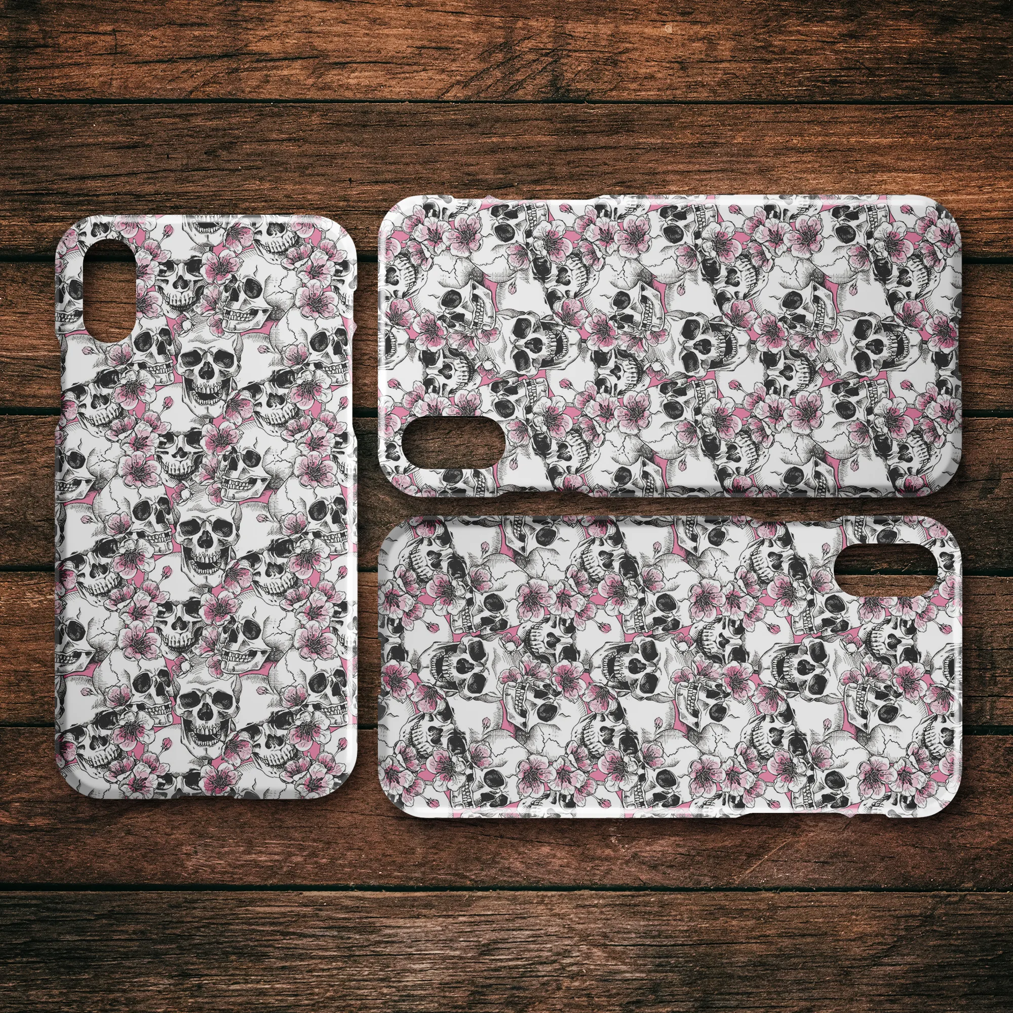 Pink Floral Skulls iPhone Case