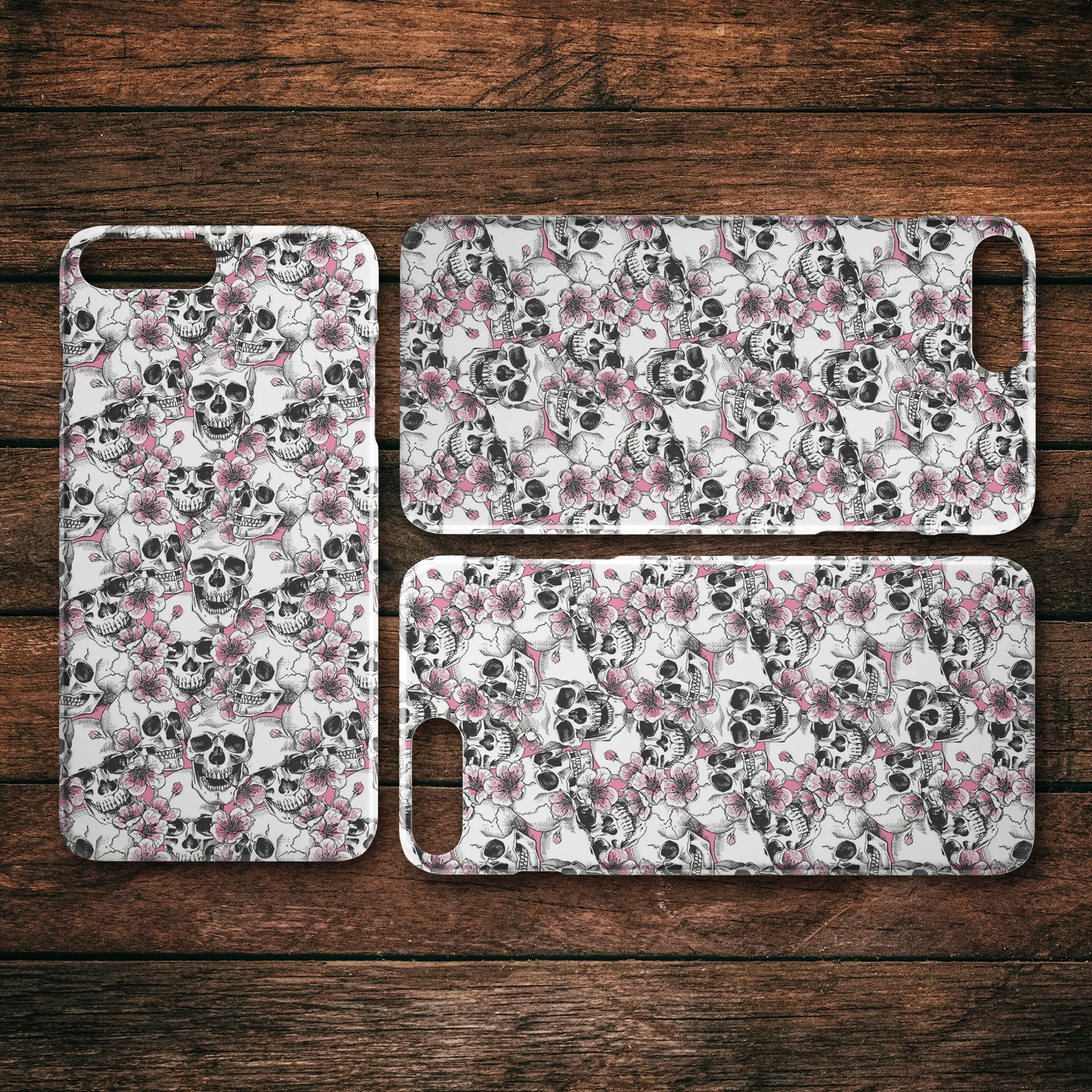 Pink Floral Skulls iPhone Case