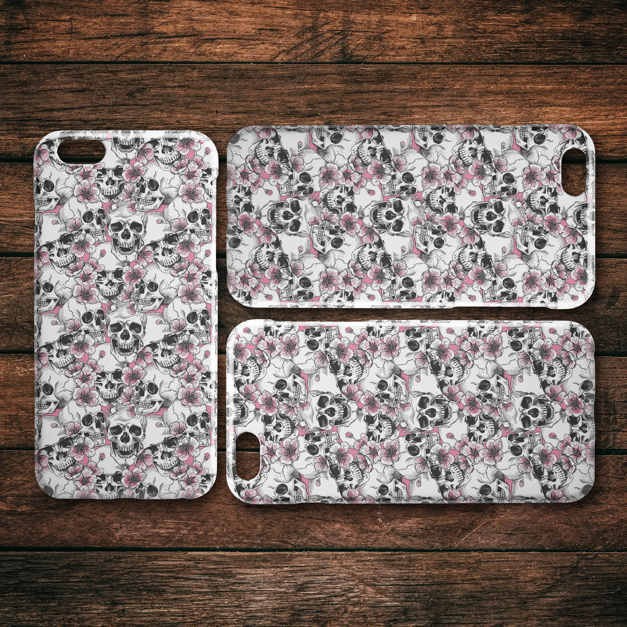 Pink Floral Skulls iPhone Case