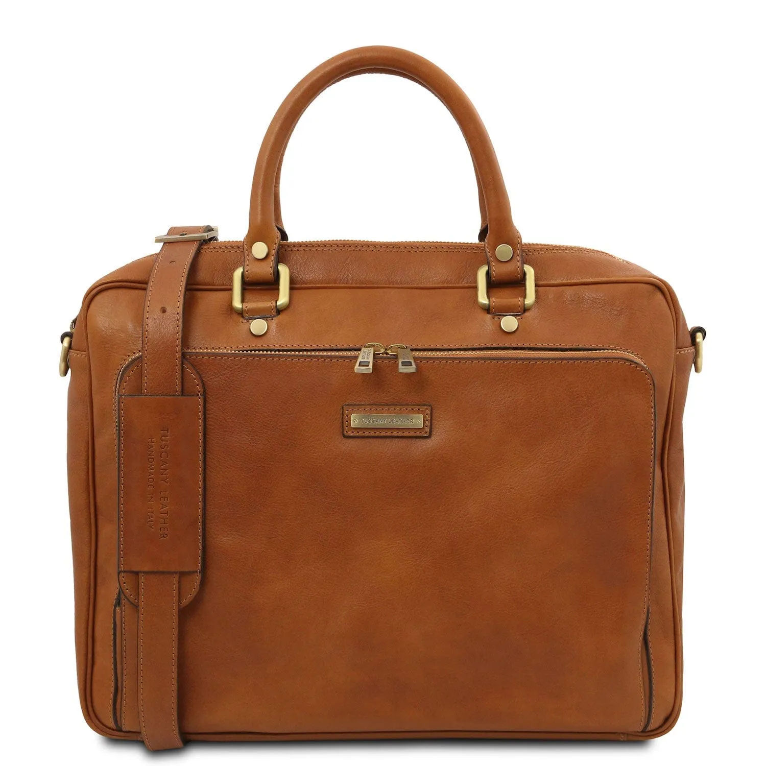 Pisa - Matte leather laptop briefcase with front pocket | TL142427