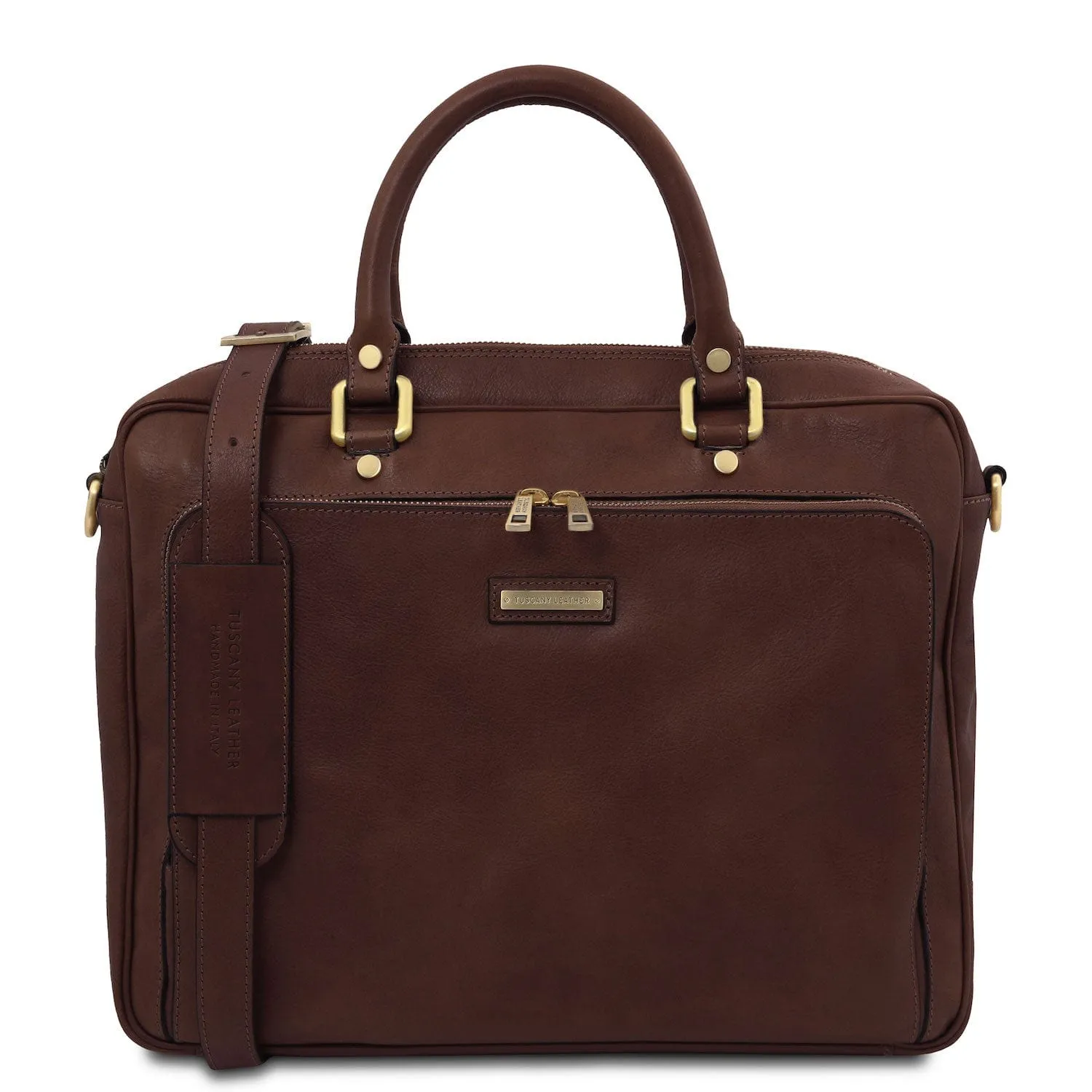 Pisa - Matte leather laptop briefcase with front pocket | TL142427