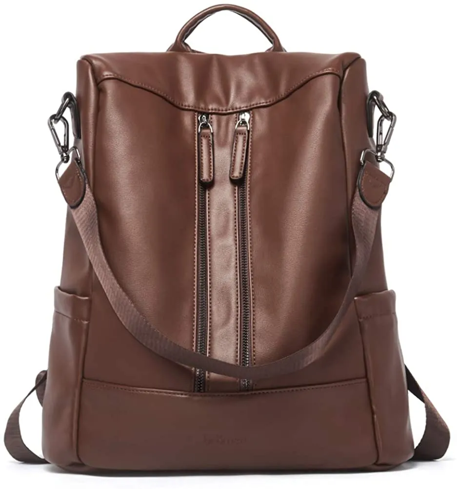 Purse Leather Brush-off Vintage Brown Anti-theft Travel Backpack