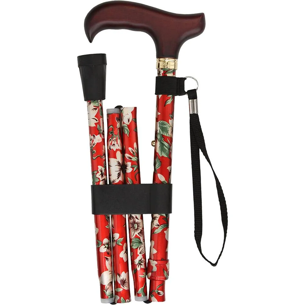 Scratch and Dent Crimson Beauty Adjustable Folding Cane V3421