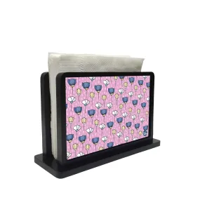 Tissue Holder Paper Napkin Stand -  PINK AND PURPLE TULIPS