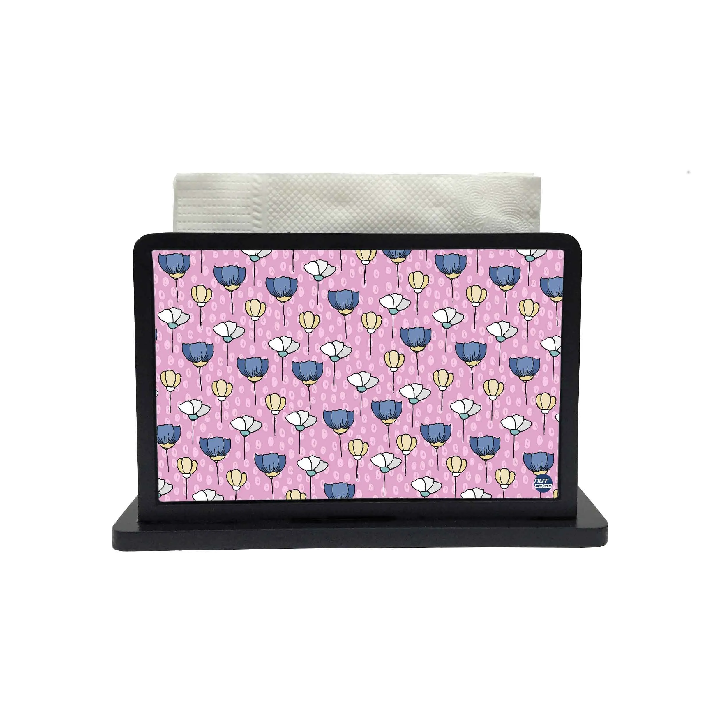 Tissue Holder Paper Napkin Stand -  PINK AND PURPLE TULIPS