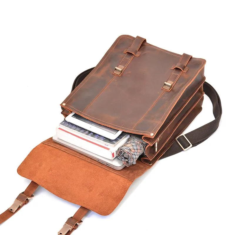 Vintage Brown Leather Backpack for Men