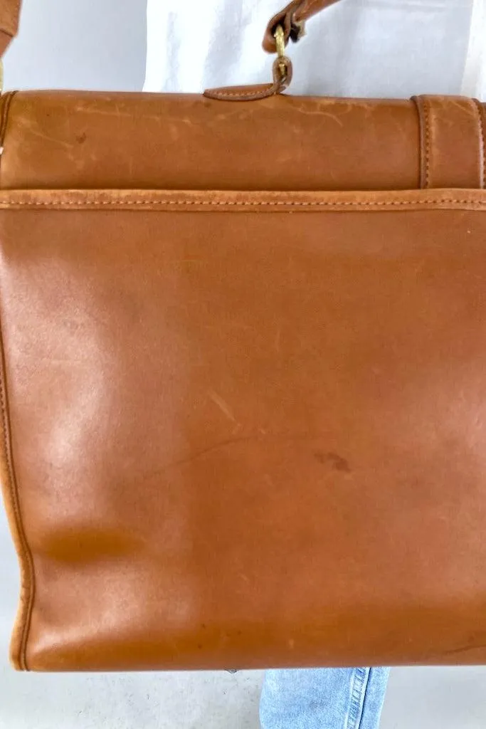Vintage Tan Leather Coach Messenger Bag
