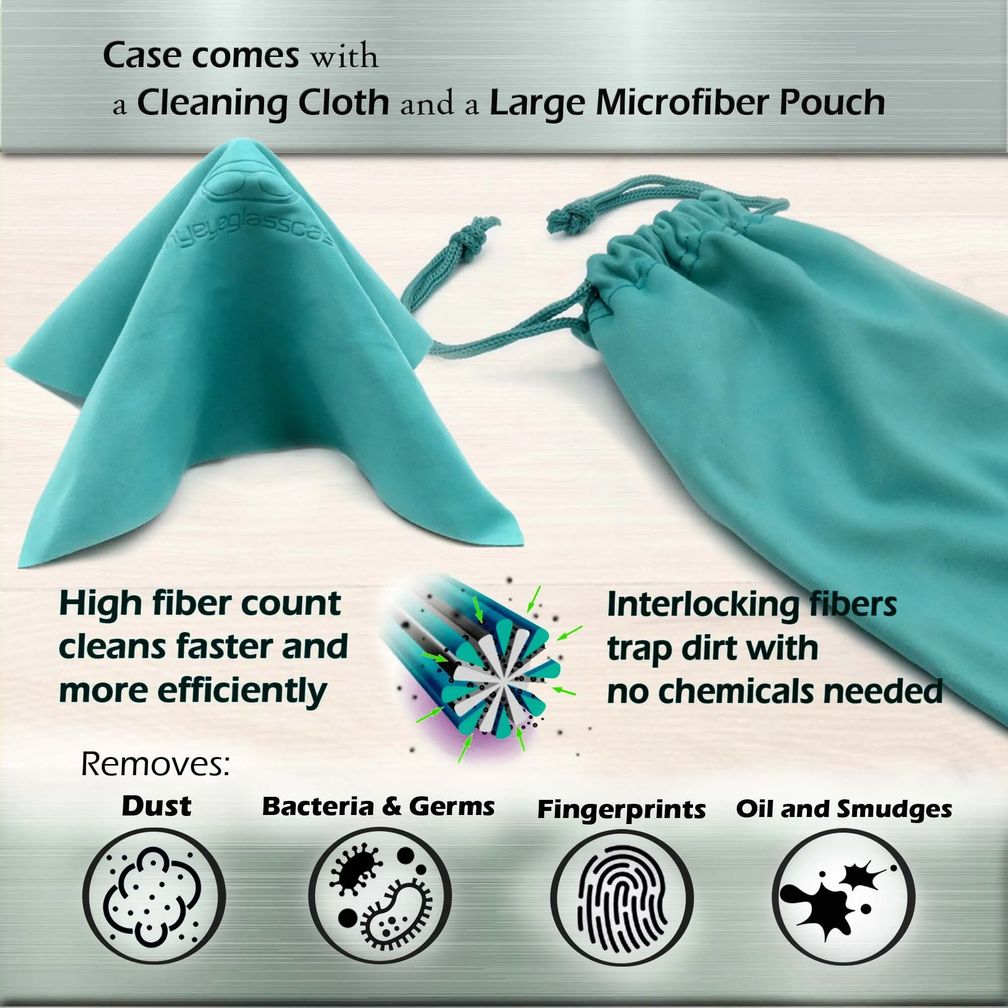 Women Turquoise Medium Sunglasses cases / Large Eyeglasses case with Pouch & Cloth (AS113 Turquoise)