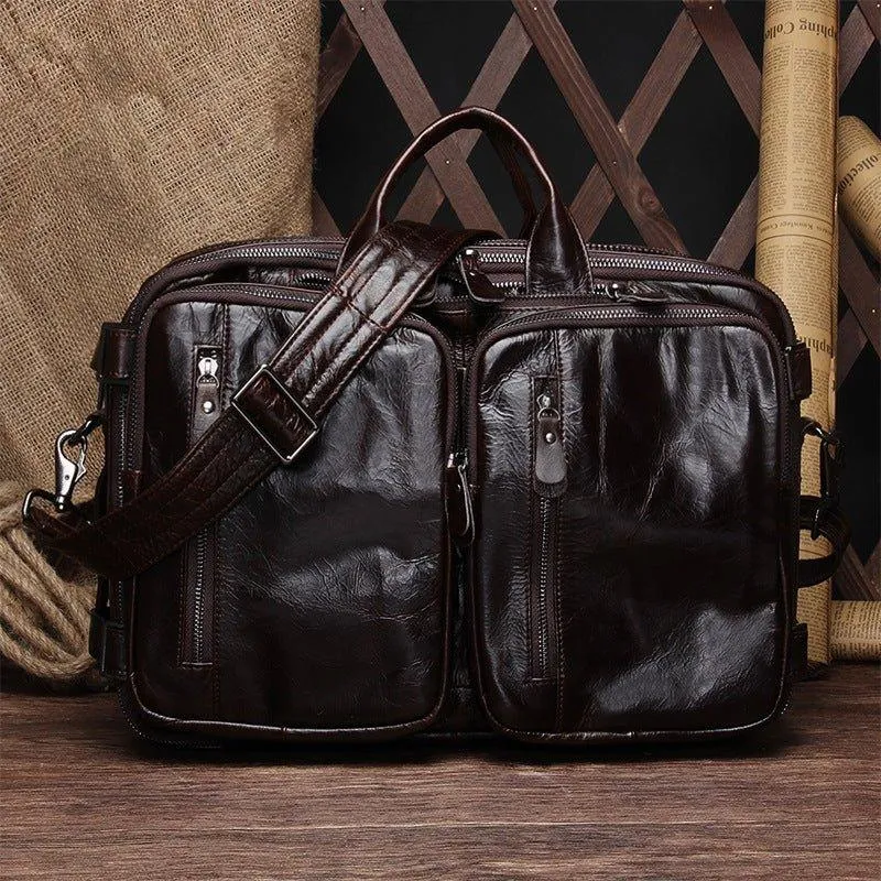Woosir Leather Briefcase Backpack Convertible 15.6"